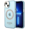 Etui GUESS Gold Outline Translucent MagSafe do Apple iPhone 13 Niebieski