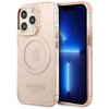 Etui GUESS Gold Outline Translucent MagSafe do Apple iPhone 13 Pro Różowy