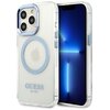 Etui GUESS Metal Outline MagSafe do Apple iPhone 13 Pro Przezroczysto-niebieski
