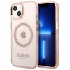 Etui GUESS Gold Outline Translucent MagSafe do Apple iPhone 13 Różowy