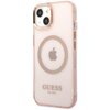Etui GUESS Gold Outline Translucent MagSafe do Apple iPhone 13 Różowy Seria telefonu iPhone