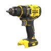 Na zdjęciu znajduje się żółto-czarna wiertarko-wkrętarka akumulatorowa z widocznym napisem "STANLEY FATMAX" oraz oznaczeniem "V20 LITHIUM ION". Produkt ma ergonomiczny uchwyt i regulację momentu obrotowego.