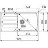 Zlewozmywak jednokomorowy z ociekaczem FRANKE Antea AZG 611-97 XL 114.0676.240 Kamienny szary 50x97 Wykonanie Fragranite