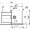 Zlewozmywak jednokomorowy z ociekaczem FRANKE Sirius 2.0 S2D 611-78 143.0676.419 Beżowy 50x78 Kształt Prostokątny