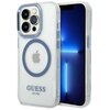 Etui GUESS Metal Outline MagSafe do Apple iPhone 14 Pro Przezroczysto-niebieski