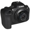 Czarny aparat fotograficzny z widocznym obiektywem VENUS OPTICS LAOWA 10 mm f/4.0 Cookie dla Canon RF. Na korpusie aparatu widoczne są napisy "Canon" i "EOS R6".