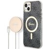Etui GUESS 4G Print do Apple iPhone 14 Czarny + Ładowarka MagSafe