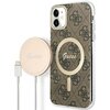 Etui GUESS 4G Print do Apple iPhone 11 Brązowy + Ładowarka MagSafe