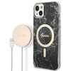 Etui GUESS Marble do Apple iPhone 14 Czarny + Ładowarka MagSafe
