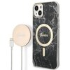 Etui GUESS Marble do Apple iPhone 14 Plus Czarny + Ładowarka MagSafe
