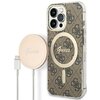 Etui GUESS 4G Print do Apple iPhone 13 Pro Brązowy + Ładowarka MagSafe