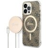 Etui GUESS 4G Print do Apple iPhone 13 Pro Max Brązowy + Ładowarka MagSafe