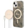 Etui GUESS 4G Print do Apple iPhone 14 Plus Brązowy + Ładowarka MagSafe