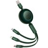 Kabel USB do Micro USB/Lightning/USB-C BASEUS Bright Mirror 3 3w1 66W 1.1 m Zielony Rodzaj Kabel