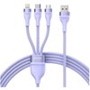Kabel USB - USB-C/Micro USB/Lightning BASEUS Flash Series 2 66W 1.2 m Fioletowy