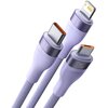 Kabel USB - USB-C/Micro USB/Lightning BASEUS Flash Series 2 66W 1.2 m Fioletowy Typ USB - Micro USB