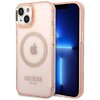 Etui GUESS Gold Outline Translucent MagSafe do Apple iPhone 14 Plus Różowy