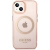 Etui GUESS Gold Outline Translucent MagSafe do Apple iPhone 14 Plus Różowy Model telefonu iPhone 14 Plus