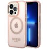 Etui GUESS Gold Outline Translucent MagSafe do Apple iPhone 14 Pro Różowy