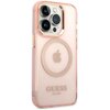 Etui GUESS Gold Outline Translucent MagSafe do Apple iPhone 14 Pro Różowy Kompatybilność Apple iPhone 14 Pro