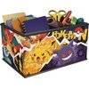 Pudełko do przechowywania z motywem Pokemon, złożone z 216 elementów puzzli, przedstawia kolorowe postacie z serii, takie jak Pikachu i Gengar. Na pudełku widnieje napis "POKEMON" z charakterystycznym logo w kształcie Poké Balla, a w środku znajdują się p