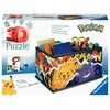 Opakowanie przedstawia produkt "Puzzle 3D RAVENSBURGER Pokemon Pudełko do przechowywania (216 elementów)" z kolorową grafiką postaci z Pokemonów na pudełku. Na opakowaniu widnieje tekst: "3D Puzzle", "Stabil – ohne Klebstoff", "Sturdy – no glue required",