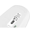 Na obrazie widoczna jest dolna część białej myszy komputerowej z szarymi elementami, na której znajduje się etykieta z napisem "natec", "BLUETOOTH", "OPTICAL MOUSE", "MODEL: HARRIER 2", oraz symbolem CE i oznaczeniem RoHS. Dodatkowo widoczny jest napis "M