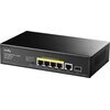 Switch CUDY GS1005PTS1 Gigabit Ethernet, 6 portów, Funkcja PoE Złącza RJ-45 10/100/1000 Mbps x 5 szt., SFP x 1 szt.