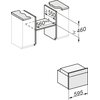 Schemat przedstawia wymiary wnęki do zabudowy piekarnika, z oznaczeniami: szerokość 560+8 mm, głębokość ≥550 mm, wysokość ≥460 mm oraz szerokość frontu 595 mm.