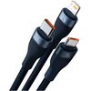 Kabel USB - USB-C/Micro USB/Lightning BASEUS Flash Series 2 66W 1.2 m Niebieski Typ USB - Micro USB