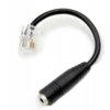 Czarny adapter z jednej strony zakończony wtykiem RJ9, a z drugiej gniazdem audio. Produkt to "Adapter do czujnika SONOFF RJ9 AL010".