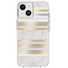 Etui CASE-MATE Pearl Stripes MagSafe do Apple iPhone 14 Szaro-złoty
