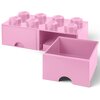 Pojemnik na LEGO z szufladkami Brick 8 Jasnoróżowy 40061738 Wymiary [cm] 50 x 18 x 25