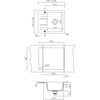 Schemat techniczny zlewozmywaka z wymiarami: szerokość 595 ±1,5 mm, głębokość 510 ±1,5 mm, szerokość komory 445 mm, głębokość komory 430 mm, oraz inne szczegóły konstrukcyjne, takie jak promienie zaokrągleń R5 i grubość ścianki 15 mm. Widoczne są również 