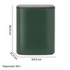 Kosz na śmieci uchylny BRABANTIA Bo Touch 304224 do segregacji, System Soft Touch, dwa wyjmowane wiadra 60L Zielony Pojemność [l] 60