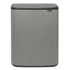 Kosz na śmieci uchylny BRABANTIA Bo Touch 221460 dwukomorowy, do segregacji, System Soft Touch 60L Szary