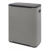 Kosz na śmieci uchylny BRABANTIA Bo Touch 221460 dwukomorowy, do segregacji, System Soft Touch 60L Szary Liczba komór 2
