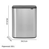 Kosz na śmieci uchylny BRABANTIA Bo Touch 221422 dwukomorowy, do segregacji, System Soft Touch 60L Stalowy Pojemność [l] 60