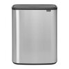 Kosz na śmieci uchylny BRABANTIA Bo Touch 221422 dwukomorowy, do segregacji, System Soft Touch 60L Stalowy