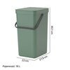 Kosz na śmieci do segregacji BRABANTIA Sort & Go 129827 otwierana pokrywa, wygodny uchwyt, plastik 16L Zielony Typ Uchylny