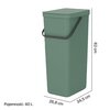 Kosz na śmieci do segregacji BRABANTIA Sort & Go 251023 uchylny, szybkie opróżnianie, niezamykająca pokrywa 40L Zielony Rodzaj wykończenia Tworzywo sztuczne