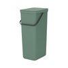 Kosz na śmieci do segregacji BRABANTIA Sort & Go 251023 uchylny, szybkie opróżnianie, niezamykająca pokrywa 40L Zielony