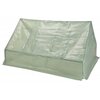 Zielona szklarnia o wymiarach 180 x 133 x 93 cm, wykonana z przezroczystego materiału, z widocznymi szwami i zagięciami. Produkt ma kształt prostokątny z dwuspadowym dachem.