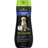 Czarno-zielona butelka szamponu dla psa z napisem "FURminator deSHEDDING ULTRA PREMIUM SHAMPOO" oraz grafiką psa. Na etykiecie widnieje tekst: "REDUCES EXCESS SHEDDING and promotes healthy skin & coat" oraz pojemność "473 ml".