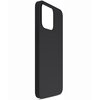 Szaro-czarne etui na telefon z wycięciem na aparat, wykonane z gładkiego materiału, z widocznym przyciskiem bocznym. Produkt jest przeznaczony do modelu Apple iPhone 13 Pro Max.