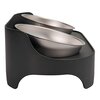 Czarna miska PAW IN HAND Bowl B z dwoma metalicznymi wkładami, umieszczona na podwyższonej podstawie. Produkt ma nowoczesny design i jest przeznaczony dla zwierząt.