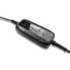 Czarna ładowarka do samochodu elektrycznego z widocznymi kroplami wody na powierzchni, z napisem "PORTABLE CHARGING BOX". Urządzenie ma podłączony kabel z obu stron.
