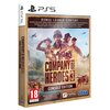 Okładka gry "Company of Heroes 3 - Edycja Premierowa" na PS5 przedstawia żołnierzy w scenerii wojennej z samolotami w tle, z tekstem "BONUS LAUNCH CONTENT" oraz informacjami o zawartości dodatkowej. Na dole widoczne są loga "relic entertainment" i "SEGA", a także oznaczenie wiekowe 18+ z informacją o wymaganym połączeniu z internetem.