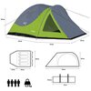 Zielono-szary namiot NILS CAMP Discovery NC6006 jest przedstawiony z wymiarami: 250 cm długości, 220 cm szerokości i 105 cm wysokości. Na zdjęciu znajdują się również schematy z wymiarami wnętrza oraz informacja o wadze 4,9 kg i pojemności dla czterech os