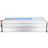 Srebrna przetwornica z niebieskim panelem na górze, na którym widnieje napis "Pure Sine Wave Inverter" oraz oznaczenia "2000W" i "Surge Power 4000W". Na panelu znajdują się także symbole "CE" i "RoHS" oraz oznaczenie "12V".